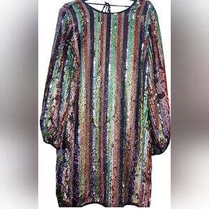 Multicolor Sequin Striped Dress